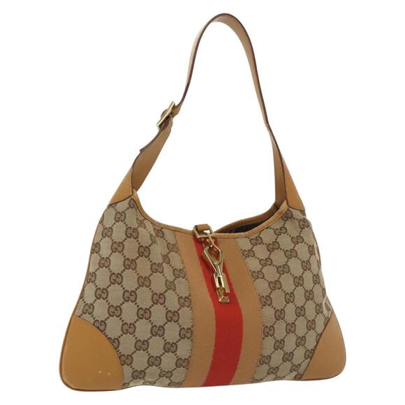GUCCI GG Canvas Sherry Line Jackie Shoulder Bag Beige Gold 001 001 - Picture 1 of 16